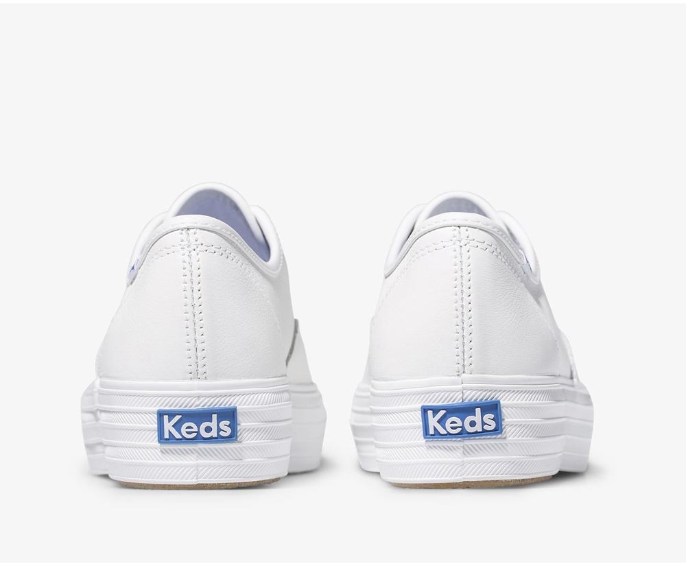 Womens Keds Sneakers - Triple Kick - White - 4713-DZKFP